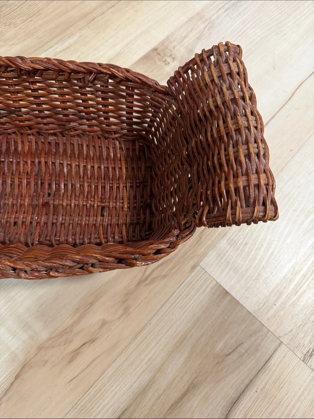 Vintage Wicker Basket Tray Long Rectangular Rustic Farmhouse Cottagecore Boho